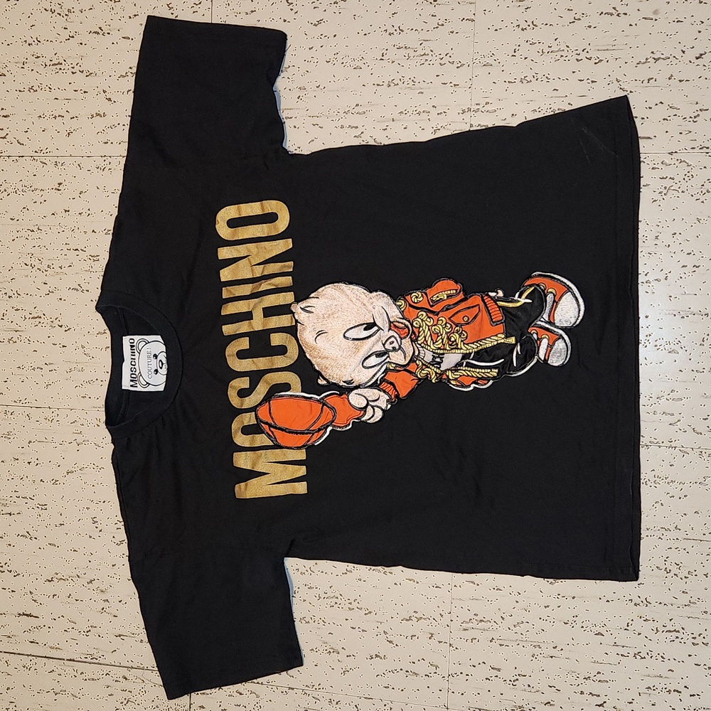 Moschino Couture Spellout Logo Porky Pig Embroidered Crewneck T-Shirt
